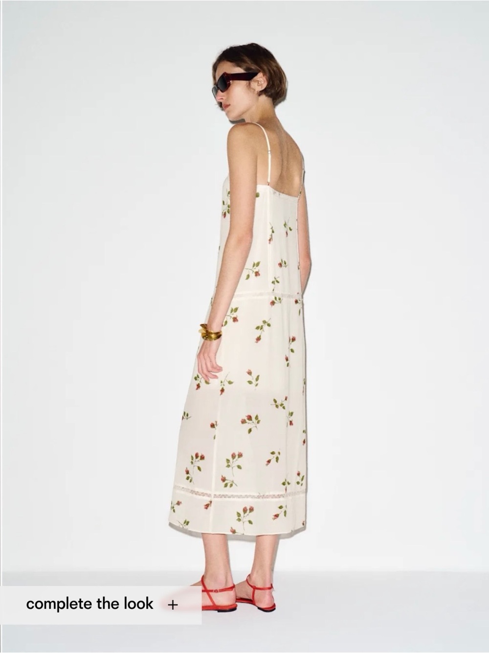 Reformation Cream Floral Midi Slip Dress